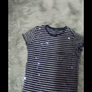 Sequin short sleeve blouse